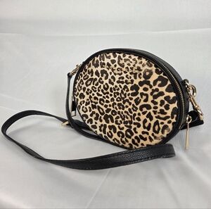 Authentic Marc Jacobs Leopard Haircalf Crossbody Double Zip Camera Bag Black